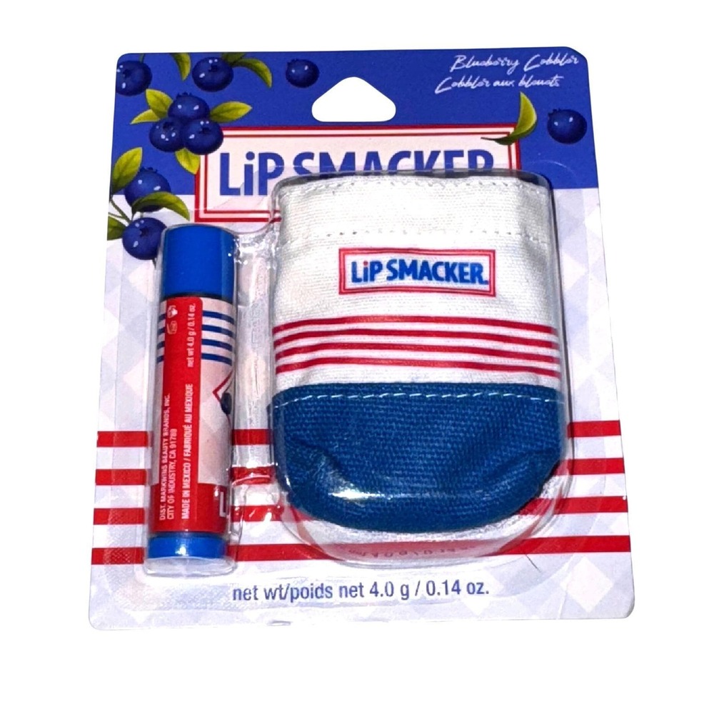 Lip Smacker Blueberry Cobbler Retired Keychain Tote Chapstick Set
